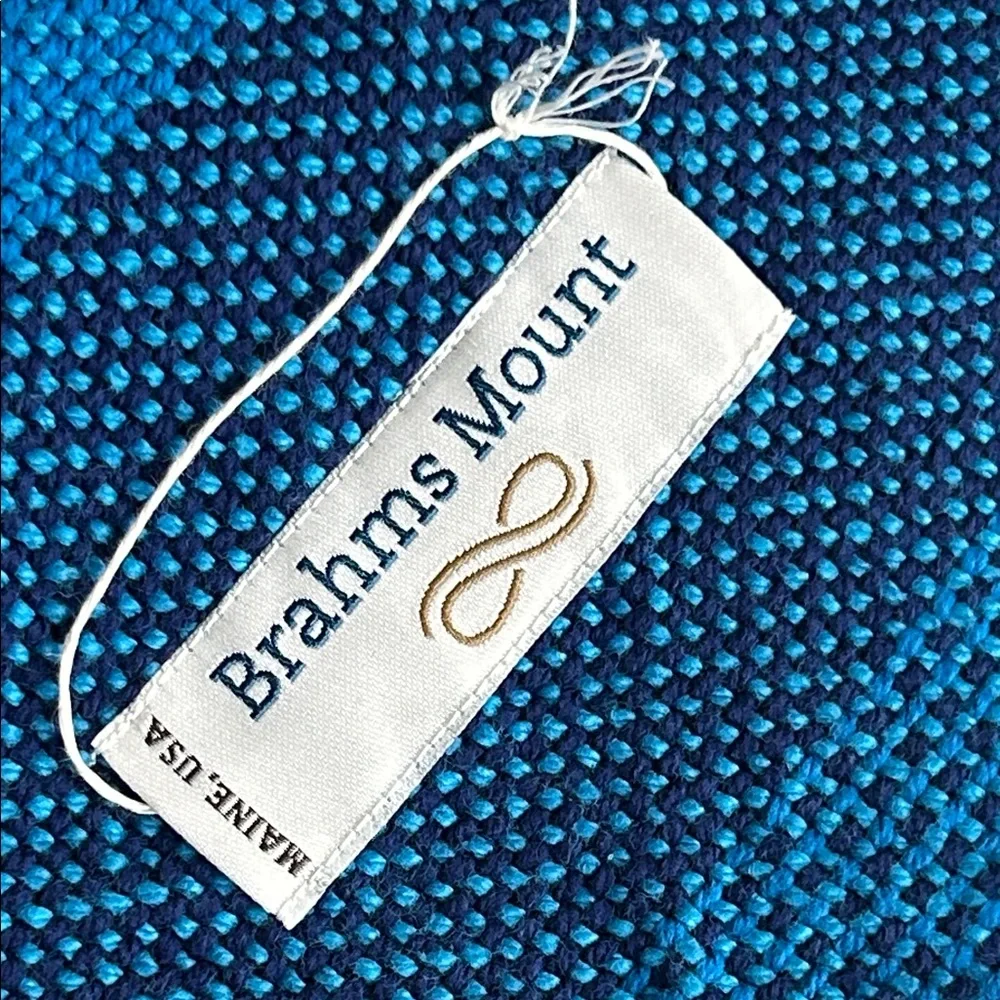 NWOT Brahms Mount Monhegan Cotton Throw in Two Toned Blue Striped Pattern
